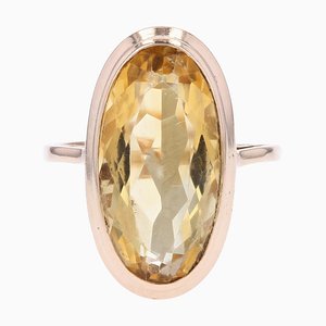 18 Karat French Yellow Gold Marquise Shape Ring, 1960s