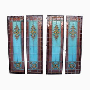 Italian Stained Glass Window Panels, 1890s, Set of 4