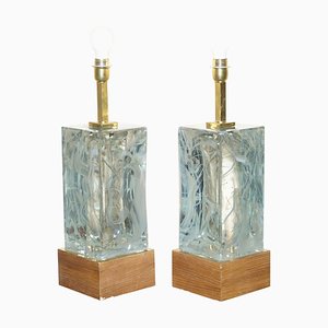 Lampade da tavolo vintage in vetro di Murano e marmo, set di 2