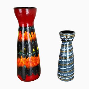 Pottery Fat Lava Vases attributed to Scheurich, Germany, 1970s, Set of 2