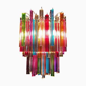 Lámpara de araña Arlecchino con prisma italiano multicolor, Murano, años 70