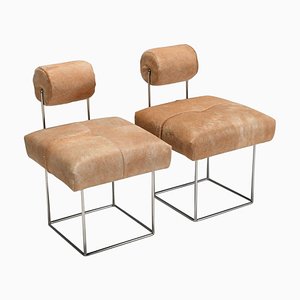 Set of Postmodern Cowhide Side Chairs by Fritz Brückner, Germany, 1980s