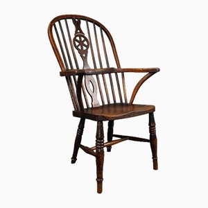 Antiker englischer Windsor Sessel mit Rollen, 19. Jahrhundert