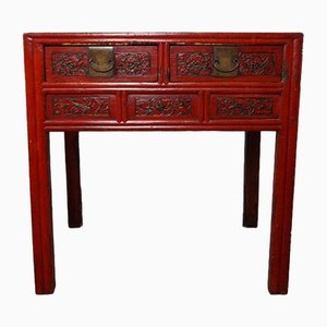 Chinese Red Wooden Side Table