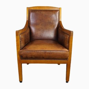 Vintage Armchair in Leather & Wood