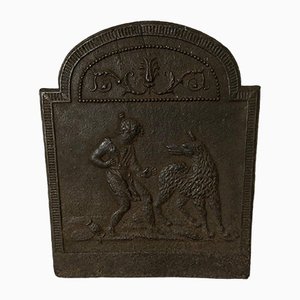 18th Century Cast Iron Fireplace Plate Representing a Woman and a Wolf