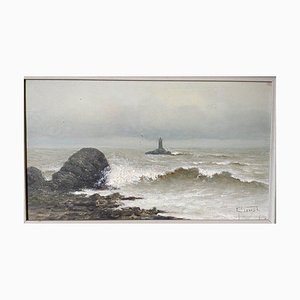 Maurice Proust, Unchained Sea, 20th Century, Oil on Cardboard, Framed