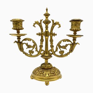 Candelabro neoclásico de bronce dorado, 1900