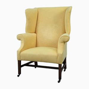 Georgian Style Wing Back Chair in Yellow