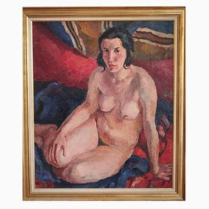 Henry Meylan, Femme Posant Nue, Öl auf Leinwand, Gerahmt