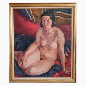 Henry Meylan, Femme Posant Nue, Oil on Canvas, Framed