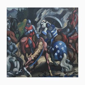 Henry Meylan, Bataille de Marignan en 1515, Huile sur Toile, Encadrée
