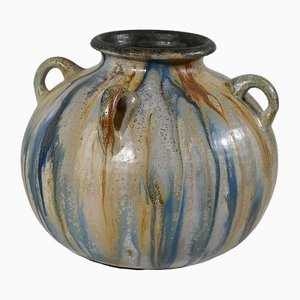 Flaming Sandstone Vase by R. Guérin, 1920s