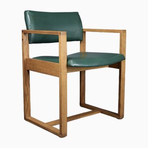 Sedia da ufficio Mid-Century moderna in legno verde bottiglia, 1960