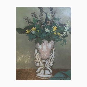 Henry Meylan, Bouquet de fleurs champêtres, Oil on Canvas, Framed