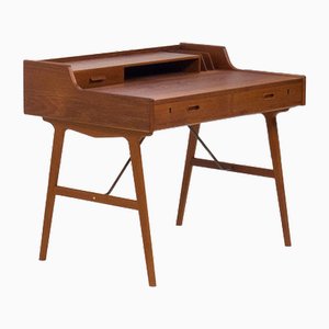 Model 56 Free Standing Teak Desk by Arne Wahl Iversen from Vinde Møbelfabrik
