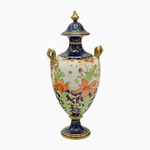 Urna victoriana inglesa antigua pequeña de cerámica, década de 1890