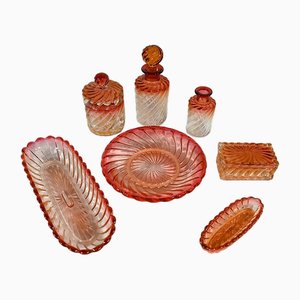 Bamboo Torsal Toilet Set in Baccarat Crystal, 1890, Set of 7