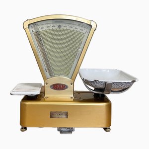 SFAM Grocery Scale in Gilt Metal, 1950