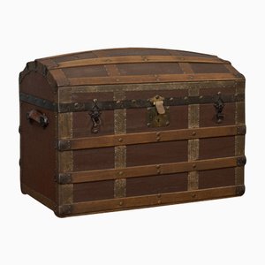 Antique English Dome Top Trunk in Oak, 1910