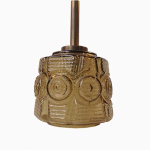 Danish Mid-Century Glass & Brass Pendant Lamp from Vitrika, 1960s