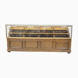 Shop Counter in Birch and Oak with Twenty Drawers, 1940s