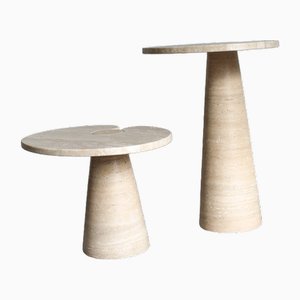 Tables en Travertin par Angelo Mangiarotti, Italie, 1970s, Set de 2