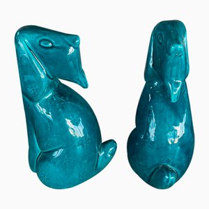 Blue Dog Figurines, 1980s, Set of 2