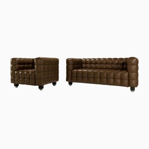 Kubus Sofa and Club Chair attributed to Josef Hoffmann for Wittmann, 1970s, Set of 2