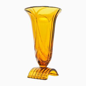Art Deco Glass Vase from Val Saint Lambert, Belgium, 1950s