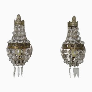 Vintage Hot Air Balloon Wall Sconces with Glass Pendants, 1950s, Set of 2