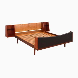Queen Size Bed in Teak and Cane by Hans Wegner, 1960s