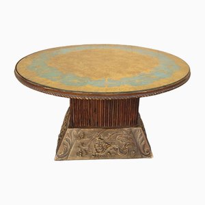 Mesa de centro Art Déco siglo XX de madera y vidrio elegido, años 30