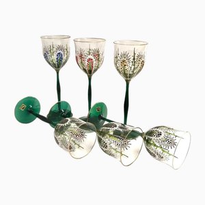 Bicchieri vintage in cristallo fatti a mano di Gluskunst Hirtreiter, Baviera, anni '80, set di 6