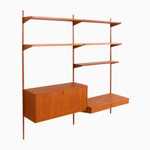 Danish Wall Unit in Teak with Secretaire and Floating Desk by Kai Kristiansen for FM Møbler, 1960s