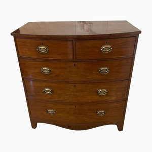 Antique George III Figured Mahogany Bow Front Chest of Drawers, 1820s
