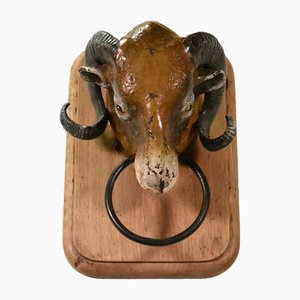 Antique French Rams Head from Butchers Shop, 19th Century