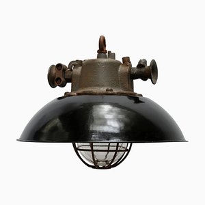 Vintage Industrial Black Enamel Cast Iron Factory Pendant Lights