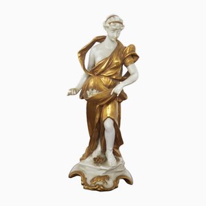 Estatuilla de Aries de cerámica dorada de Capodimonte, de principios del siglo XX