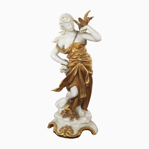 Estatuilla de Géminis de cerámica dorada de Capodimonte, de principios del siglo XX