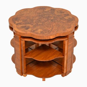 Art Deco Walnut Nesting Coffee Table attributed to Epstein, 1930s, Set of 5