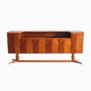 Credenza vintage in noce e ottone di Paolo Buffa per Serafino Arrighi, anni '40