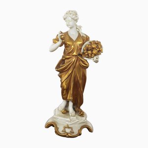Libra Statuette in Gold Ceramic from Capodimonte, Early 20th Century