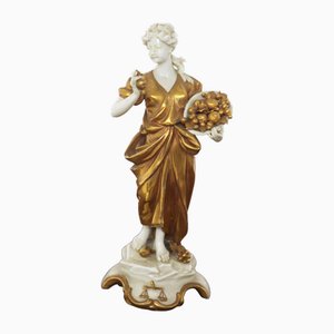 Statuette Balance en Céramique Dorée de Capodimonte, Début du 20ème Siècle