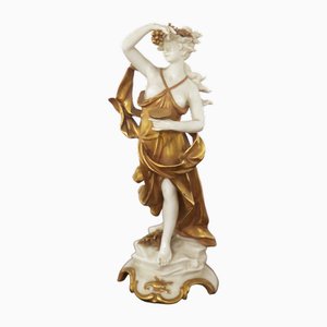 Statuette Scorpion en Céramique Dorée de Capodimonte, Début du 20ème Siècle