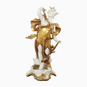Schütze Statuette aus Gold Keramik von Capodimonte, Frühes 20. Jahrhundert
