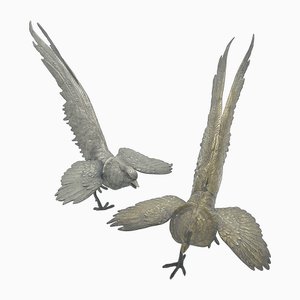 Sculptures en Métal Représentant des Oiseaux Mythologiques, France, fin du 19ème Siècle, Set de 2