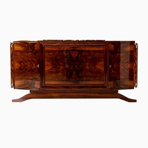 Credenza Art Deco in radica di noce e marmo, anni '30