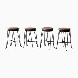 French Industrial Stools, 1950s, Set of 4