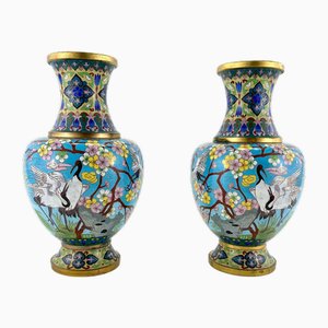Ancient Fantasy Bronze Vases, China, 1890s, Set of 2